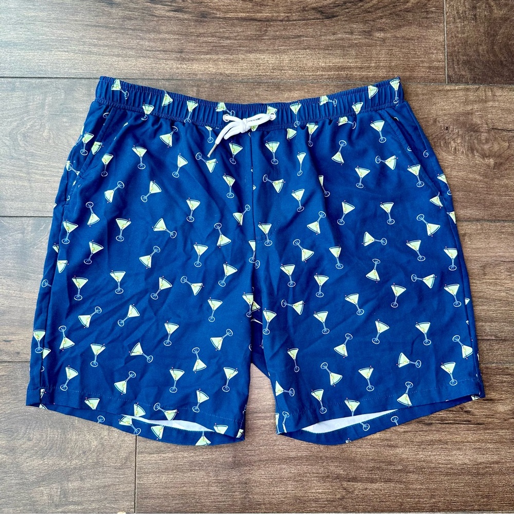 Mosmann Australia Men's Swim Shorts - Large - Martini Cocktail Print Navy Blue